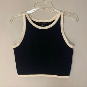 FOREVER 21 Off White/ Black Sweater Knit Crop Top Tank M